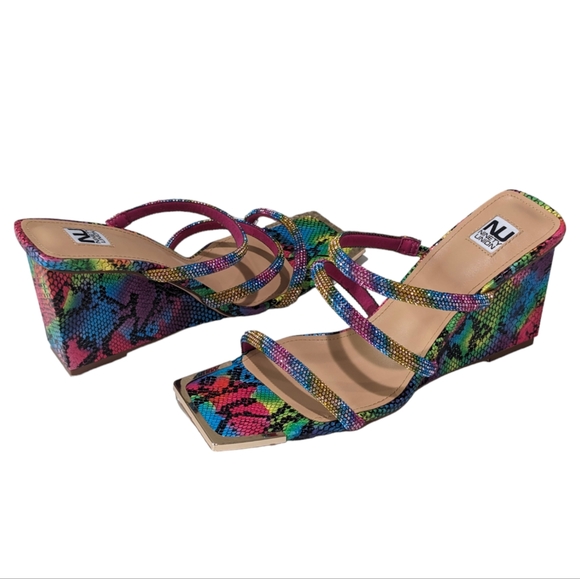 Ninety Union Rainbow Snake wedge sandals 9 - Picture 1 of 9